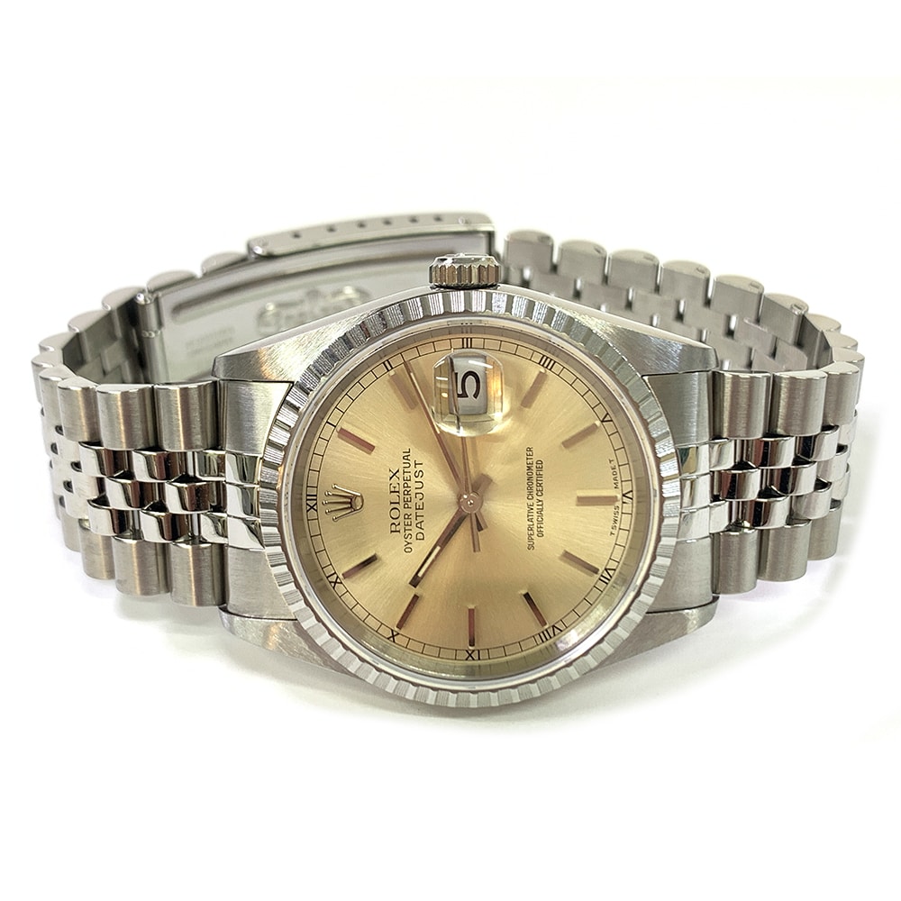 Rolex Datejust 36mm 16220 Jubilee Stainless Steel Watch Silver Index Dial 1996