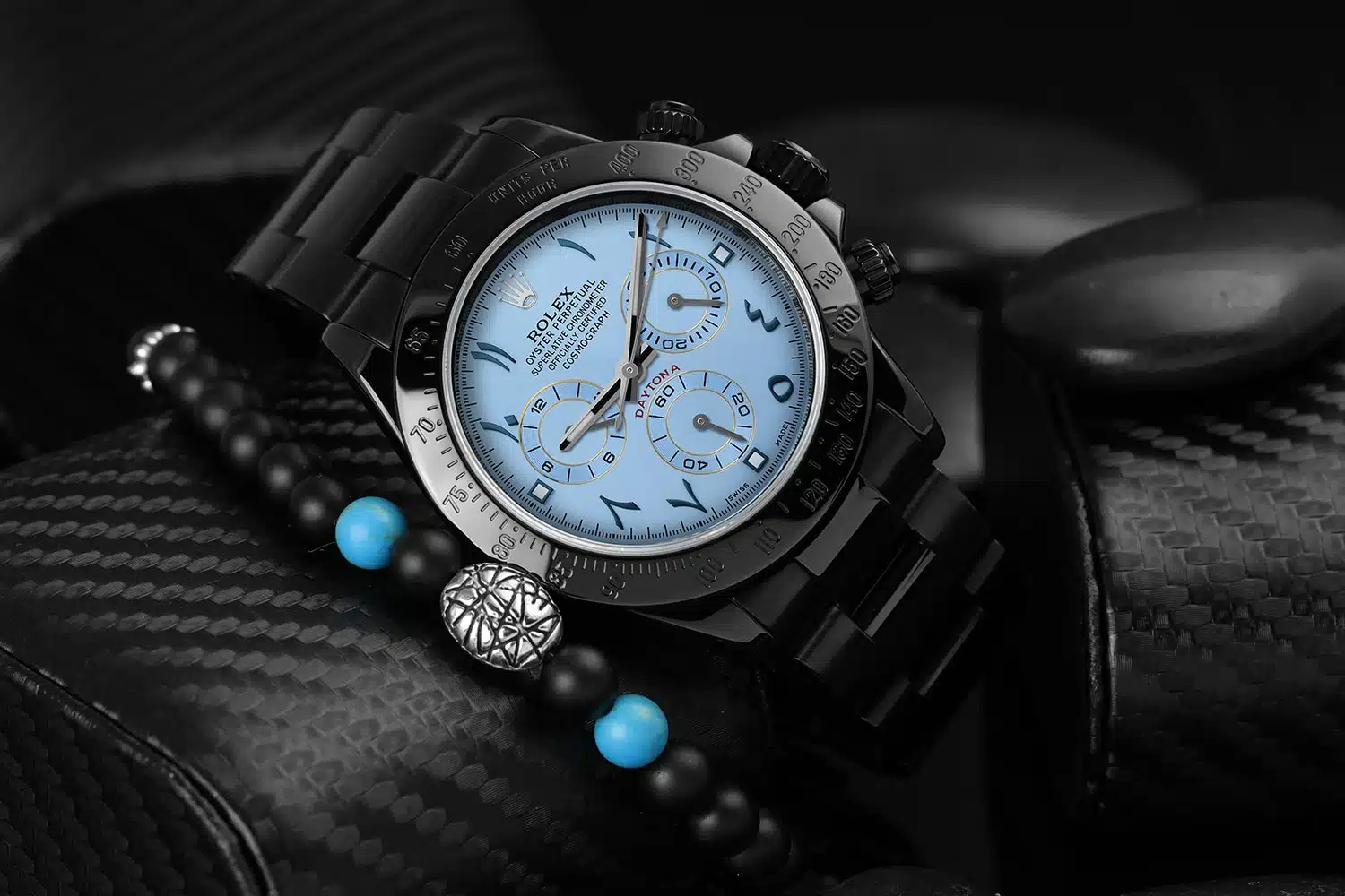 Rolex Oyster Perpetual Cosmograph Daytona Ice Blue Dial Black PVD/DLC Coated Watch 116523 – image 6