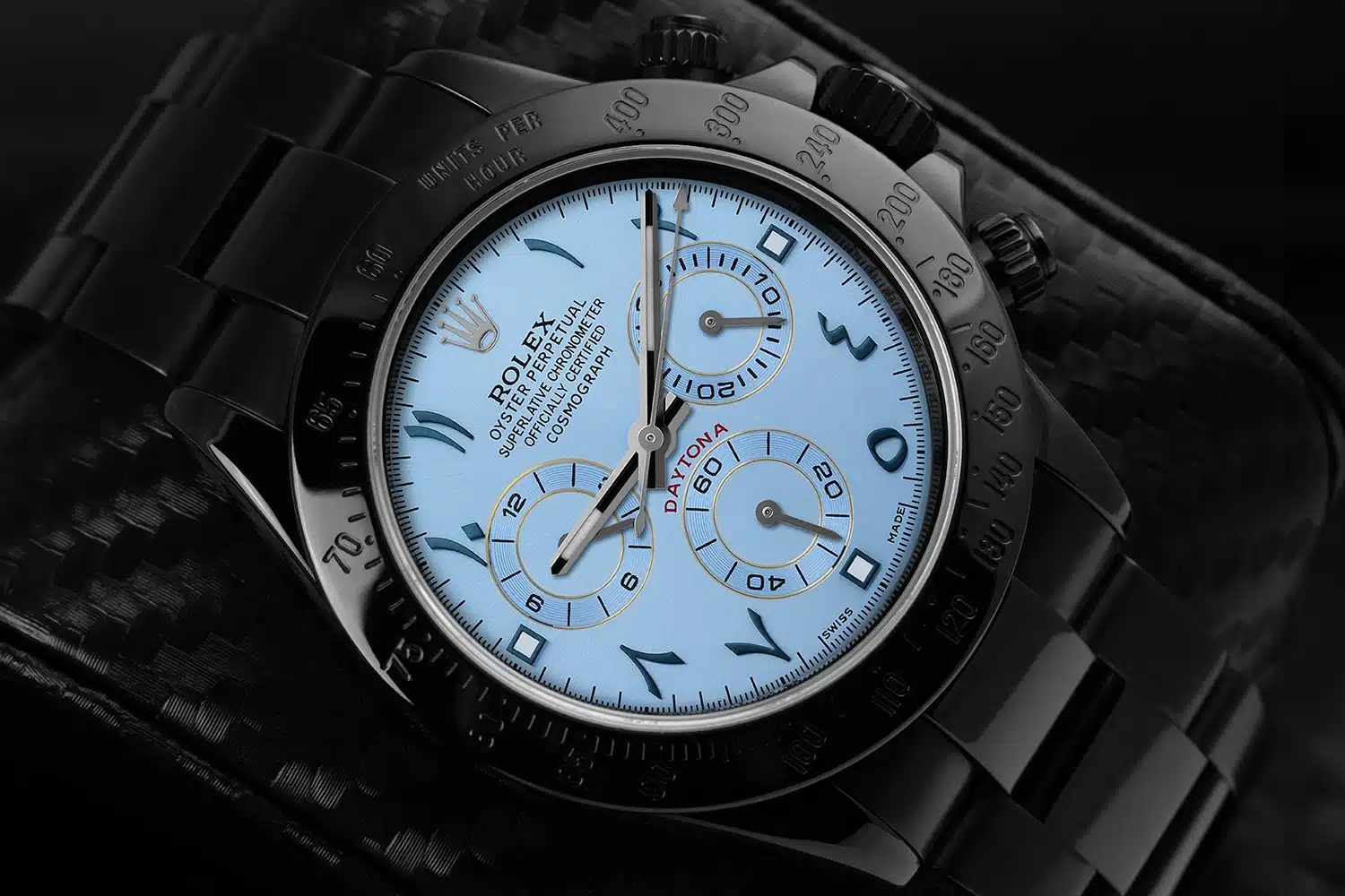 Rolex Oyster Perpetual Cosmograph Daytona Ice Blue Dial Black PVD/DLC Coated Watch 116523 – image 3