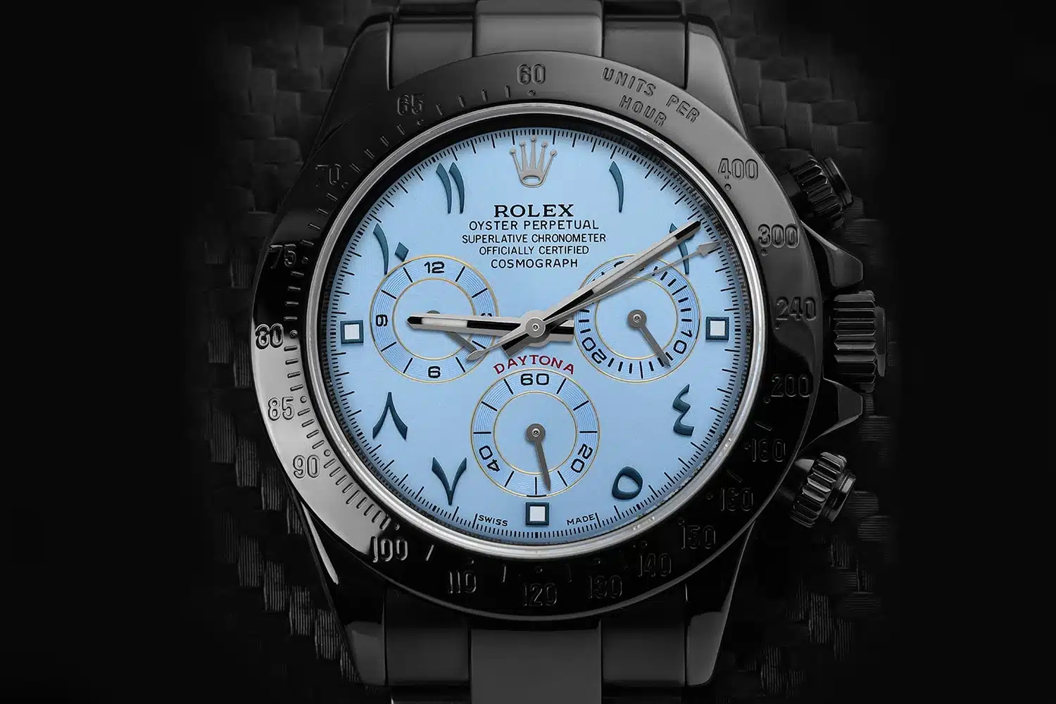 Rolex Oyster Perpetual Cosmograph Daytona Ice Blue Dial Black PVD/DLC Coated Watch 116523 – image 2