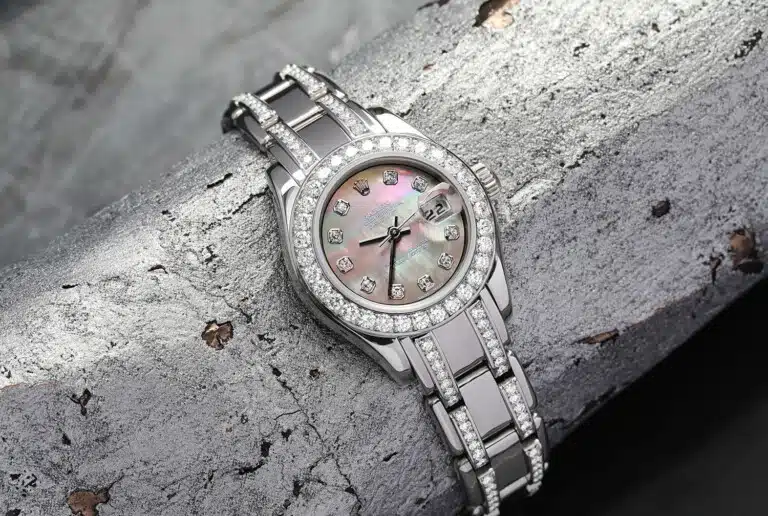 Rolex White Gold Lady-Datejust Pearlmaster 80299 29mm Black Mother of Pearl Dial, Diamond Bezel and Bracelet – image 5