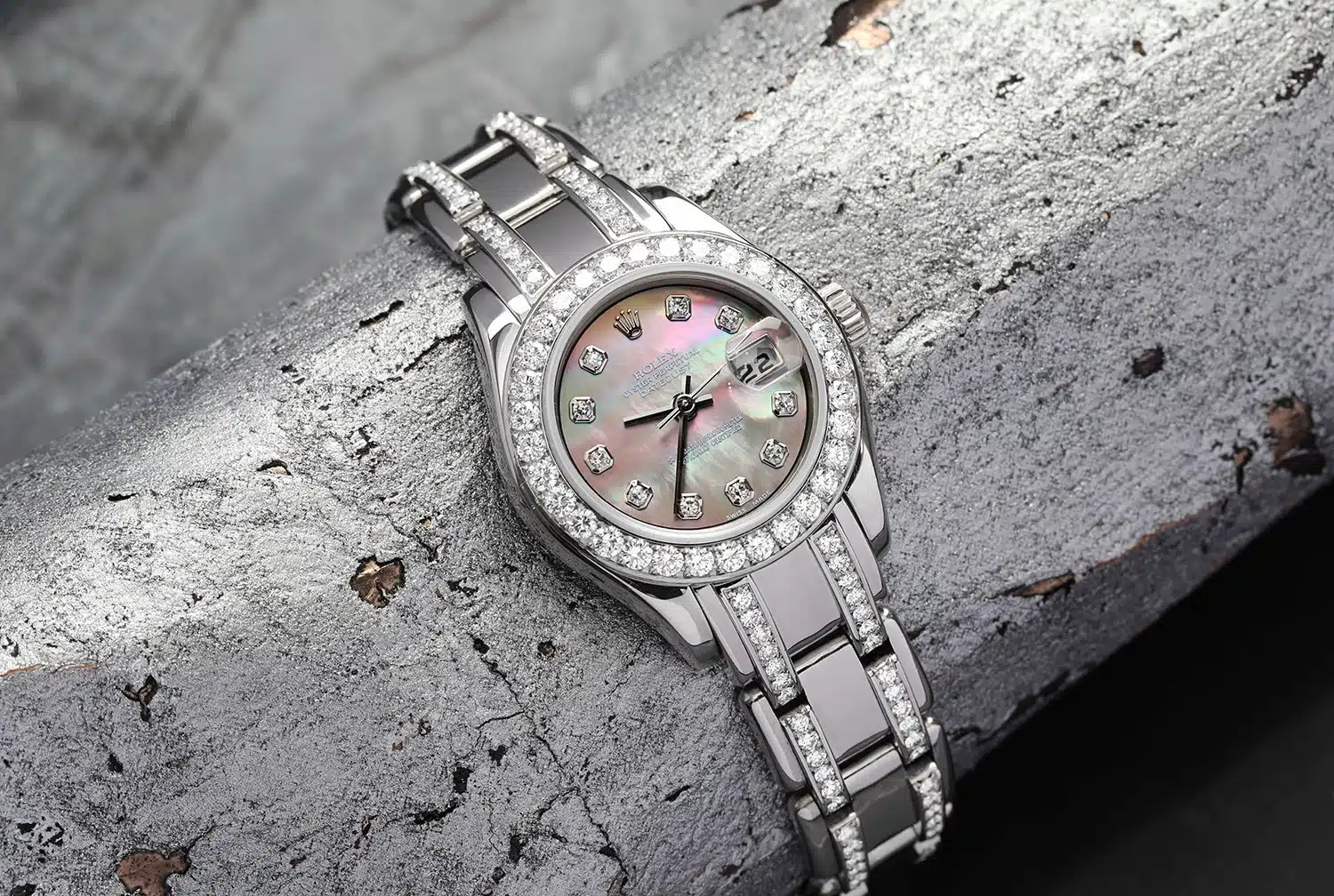 Rolex White Gold Lady-Datejust Pearlmaster 80299 29mm Black Mother of Pearl Dial, Diamond Bezel and Bracelet – image 5
