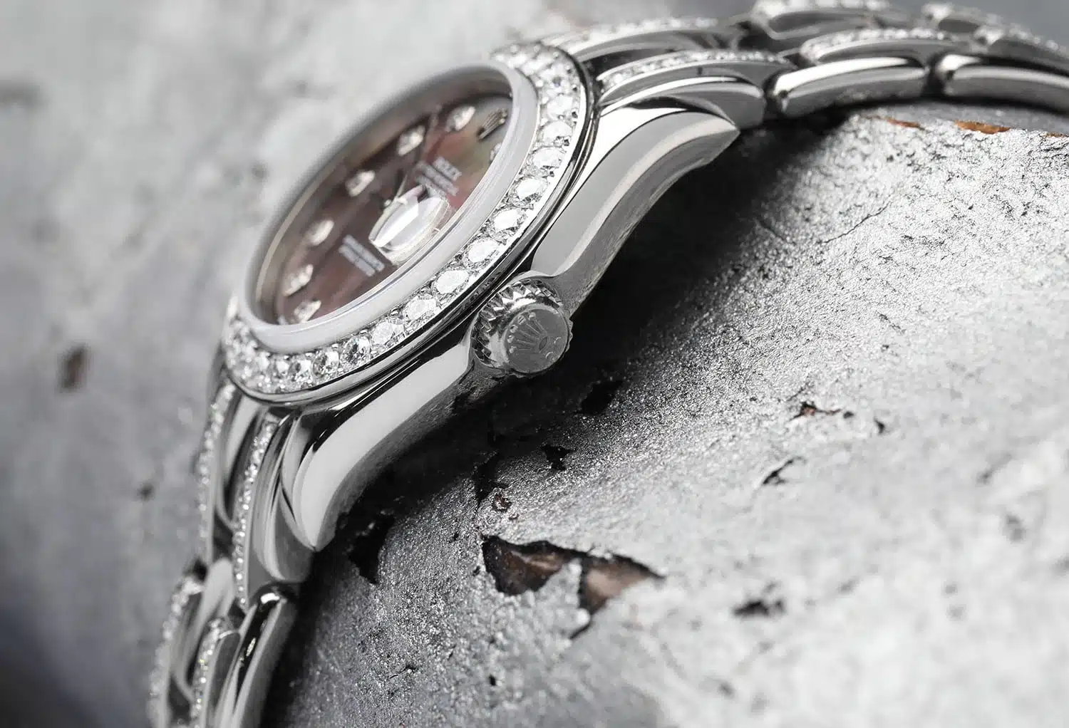 Rolex White Gold Lady-Datejust Pearlmaster 80299 29mm Black Mother of Pearl Dial, Diamond Bezel and Bracelet – image 3