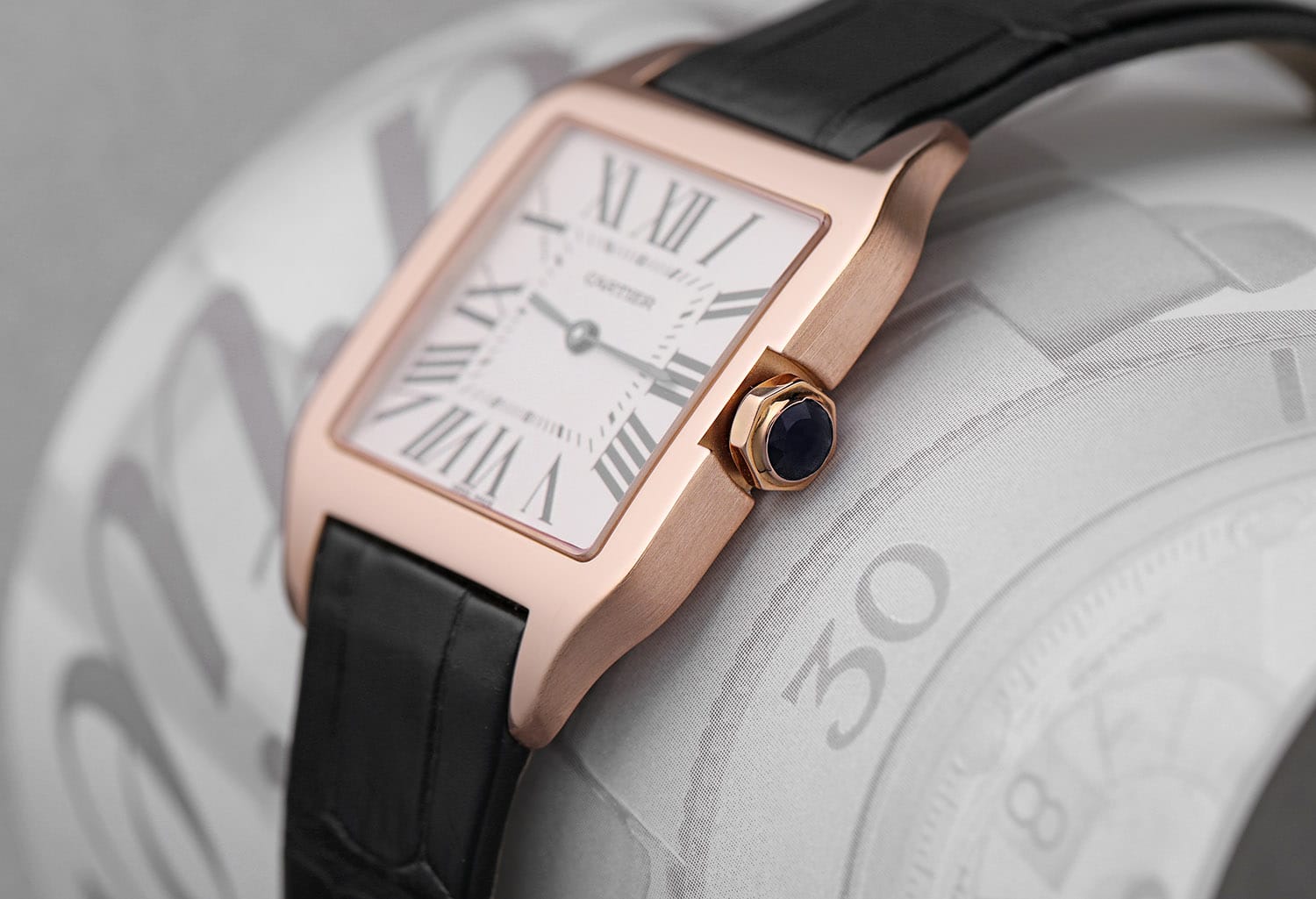 Cartier Santos Dumont Ladies Rose Gold Quartz Watch Leather Band W2009251 2788