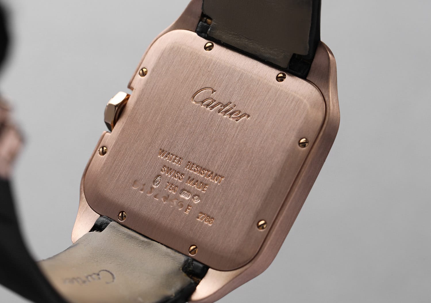 Cartier Santos Dumont Ladies Rose Gold Quartz Watch Leather Band W2009251 2788