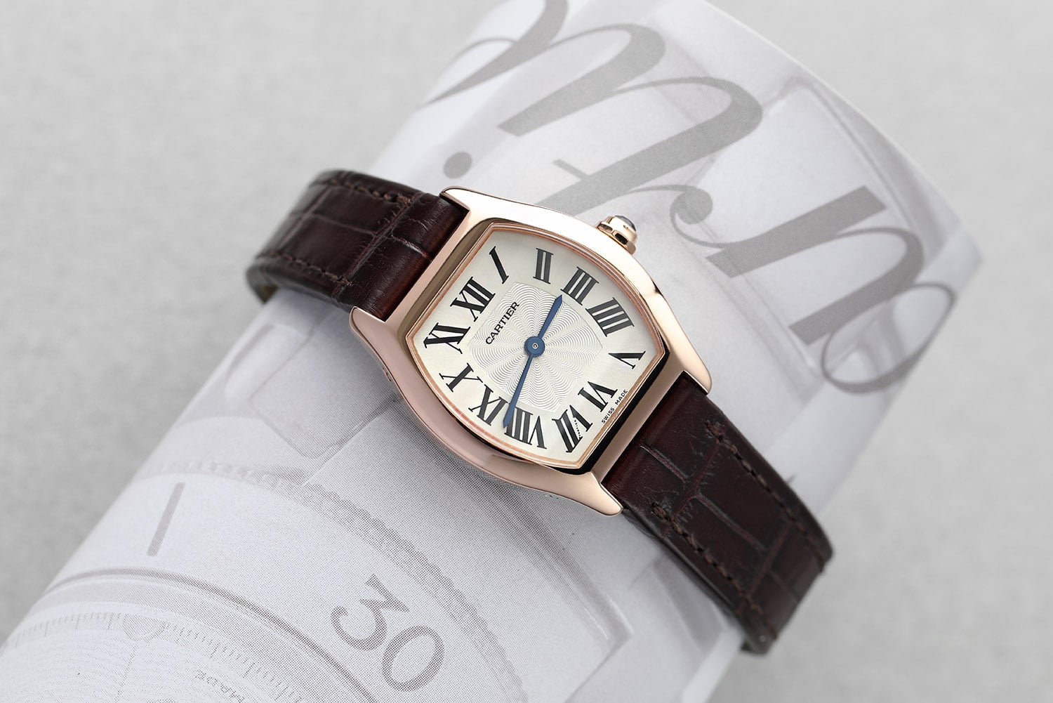 Cartier Tortue Small Rose Gold Ladies Watch W1556360/3698 with Leather Strap