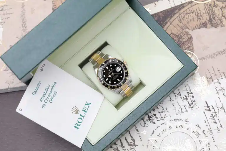 Rolex GMT-Master 16713 Stainless Steel and Yellow Gold Watch with Black Dial Complete – image 7