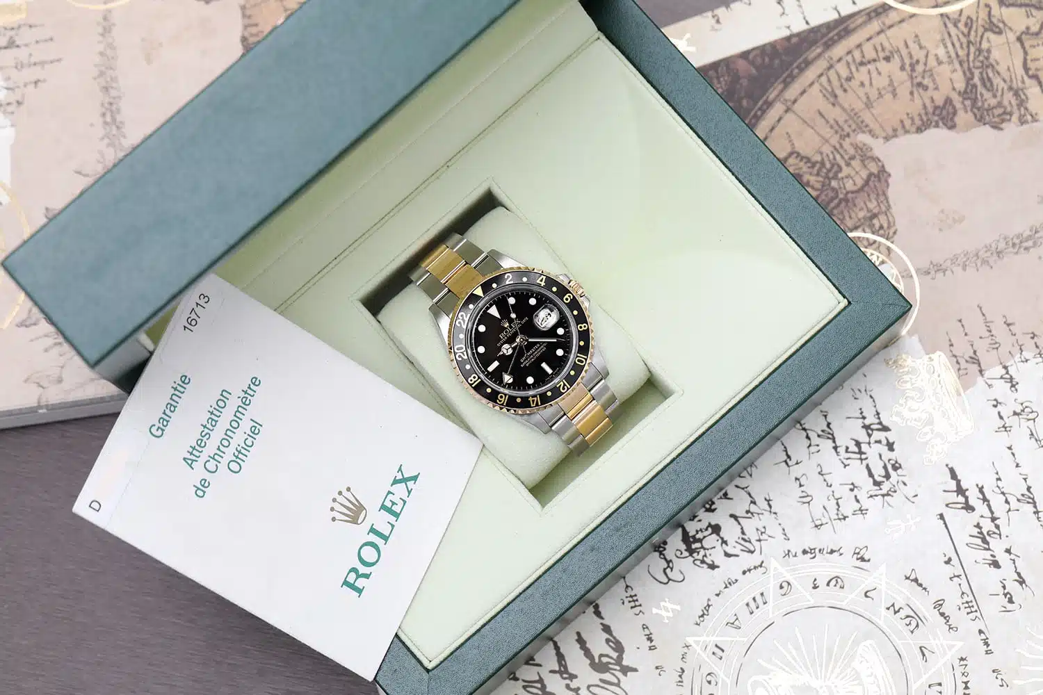 Rolex GMT-Master 16713 Stainless Steel and Yellow Gold Watch with Black Dial Complete – image 7