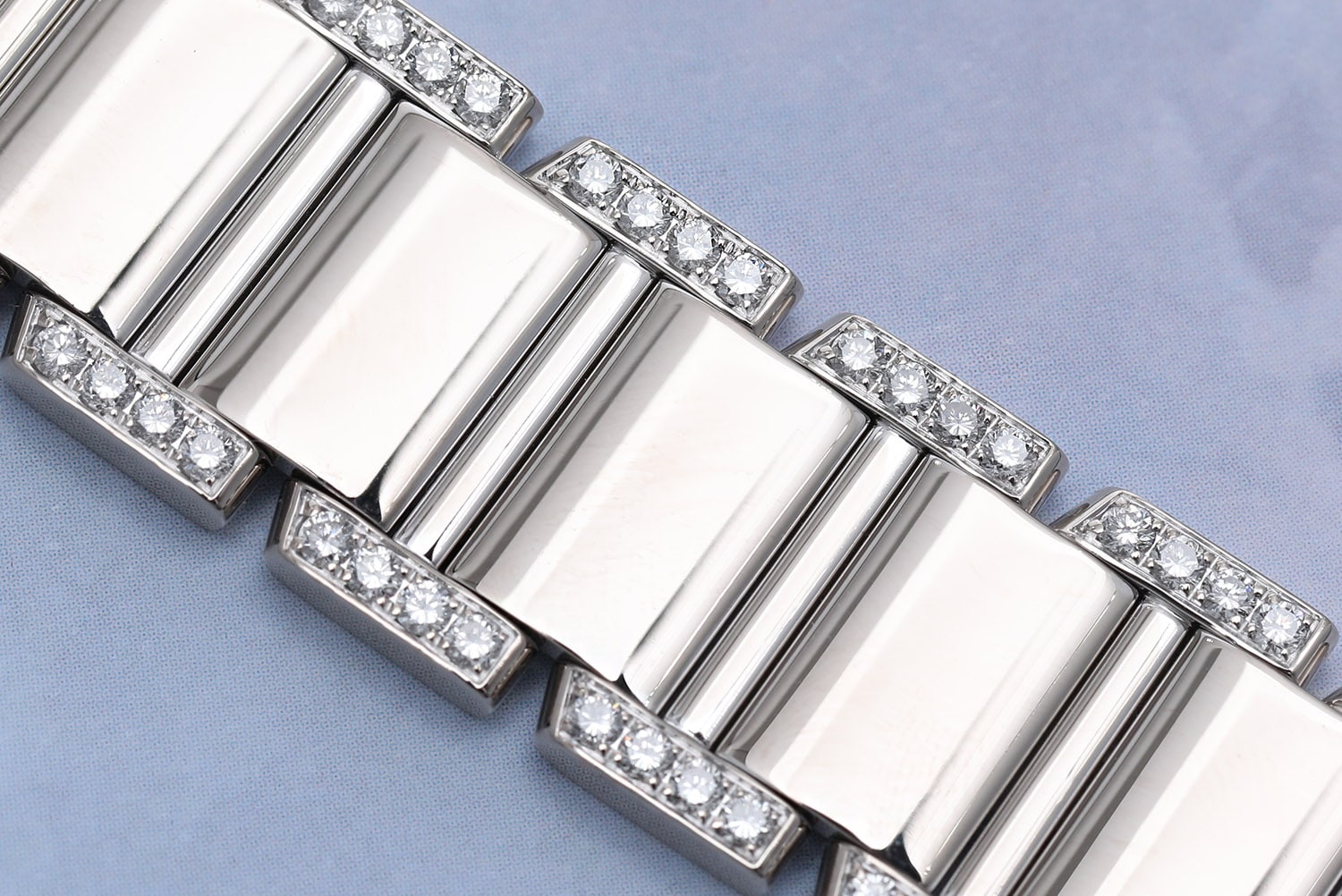 Cartier Tank Francaise Ladies 18k White Gold Watch with Factory Diamonds Pink Dial 2403