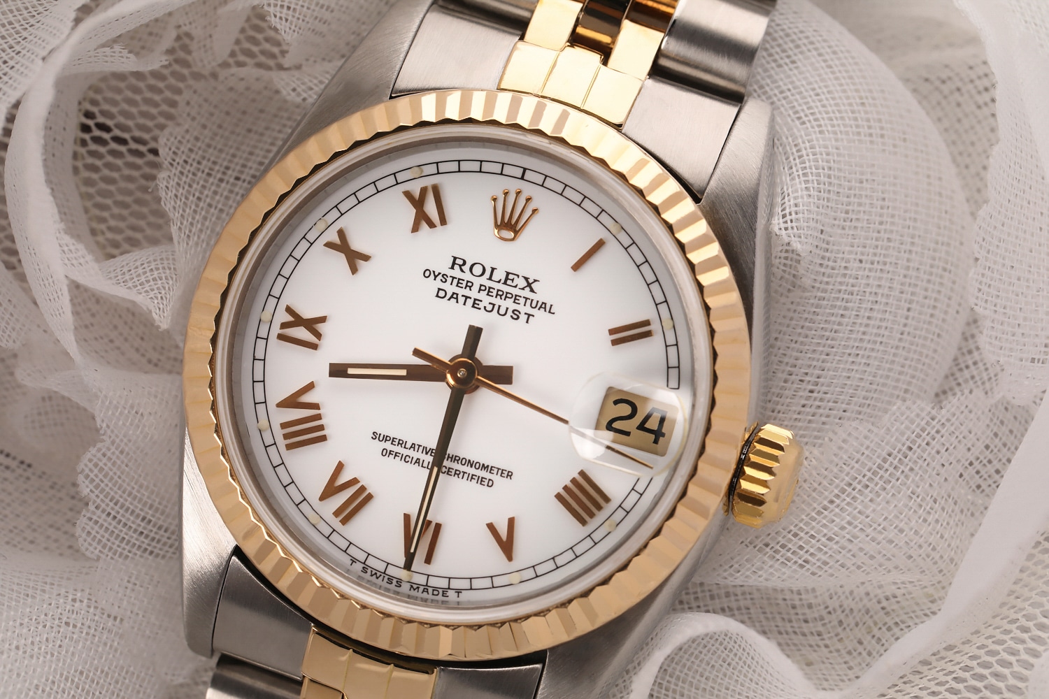 Rolex Datejust 31mm White Roman Two Tone Jubilee 68273