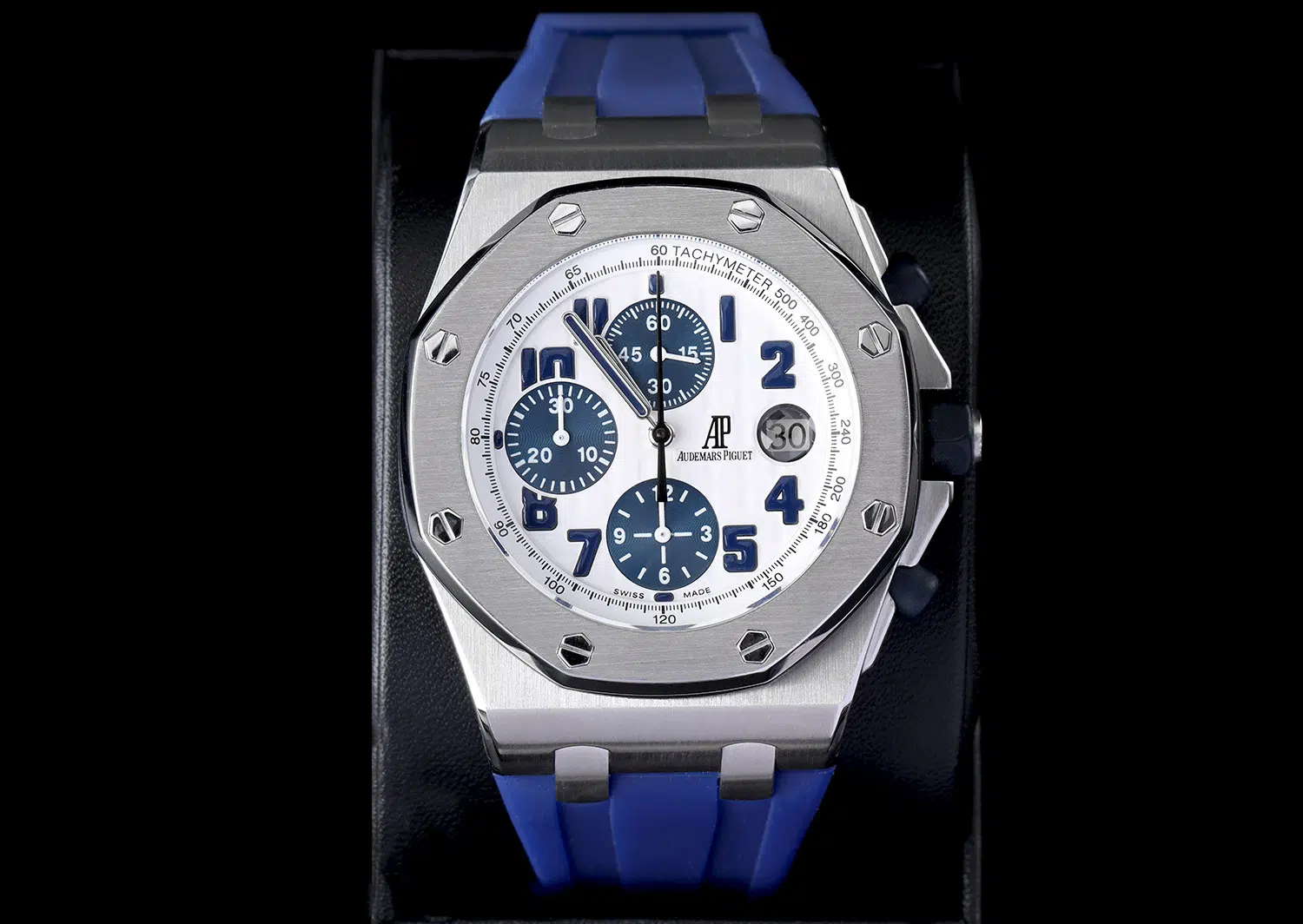 Audemars Piguet Royal Oak Offshore 26020ST.OO.D020IN.01 Chronograph Stainless Steel Watch Blue Rubber Strap – image 3