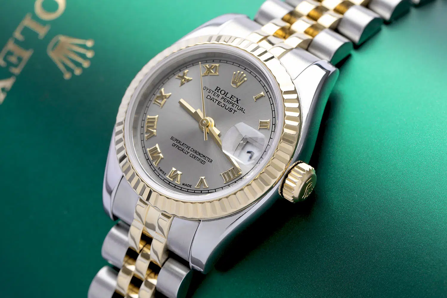 Rolex Lady-Datejust 179173 26mm Steel & Yellow Gold Watch Grey Roman Dial Jubilee – image 3