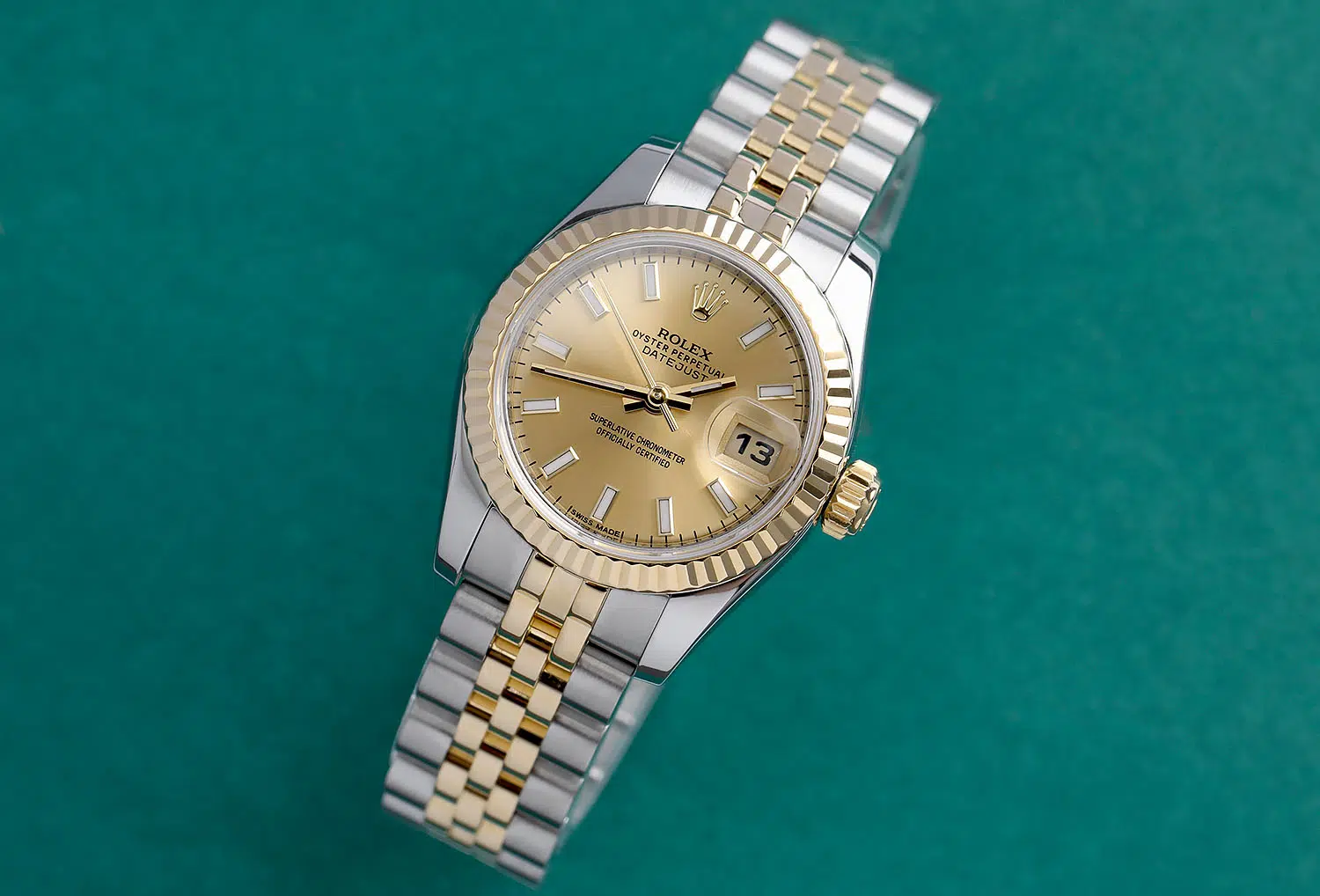 Rolex Lady-Datejust 179173 26mm Steel & Yellow Gold Watch Champagne Index Dial Jubilee – image 8