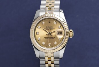 Rolex Lady-Datejust 179173 26mm Steel & Yellow Gold Watch Factory Champagne Diamond Dial Jubilee Band – alternate view