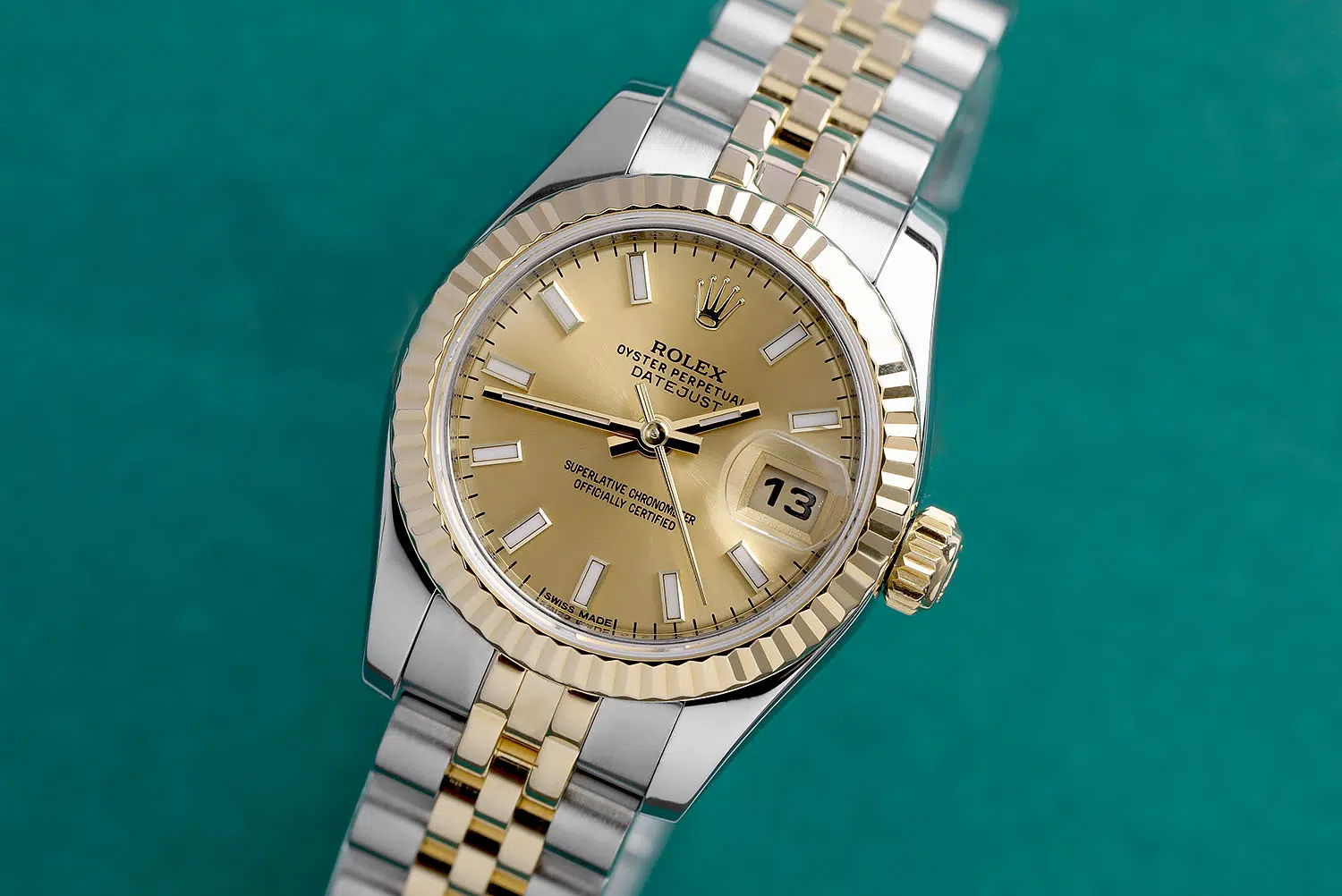 Rolex Lady-Datejust 179173 26mm Steel & Yellow Gold Watch Champagne Index Dial Jubilee – image 4