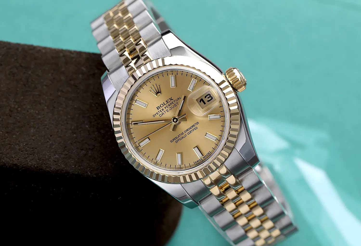 Rolex Lady-Datejust 179173 26mm Steel & Yellow Gold Watch Champagne Index Dial Jubilee – image 7