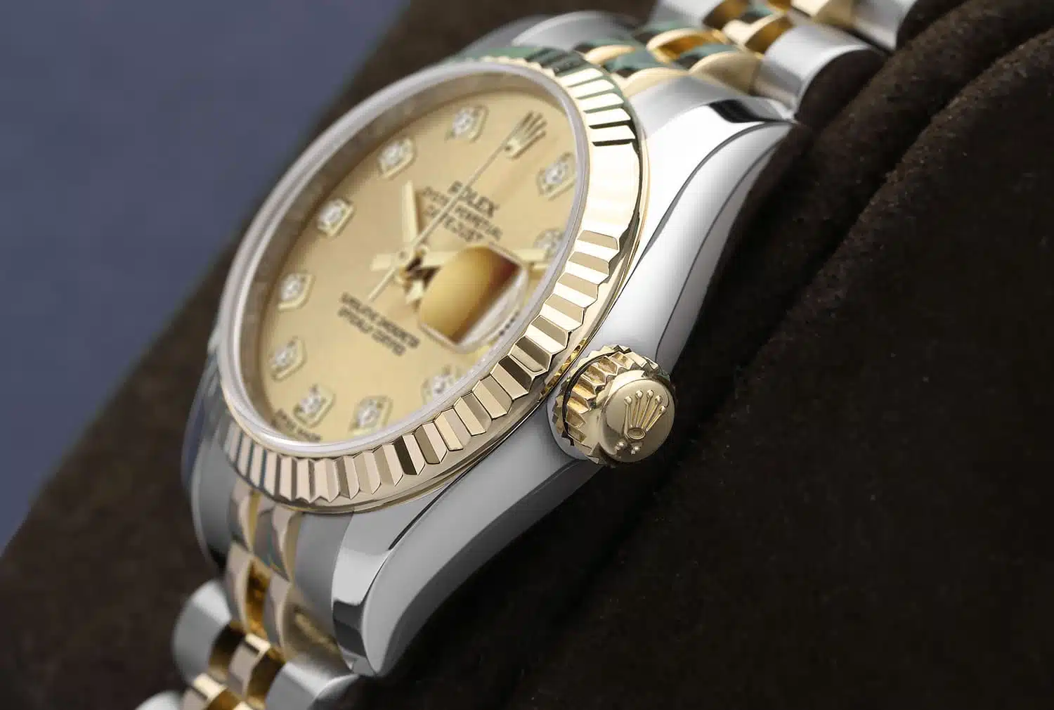 Rolex Lady-Datejust 179173 26mm Steel & Yellow Gold Watch Factory Champagne Diamond Dial Jubilee Band – image 5