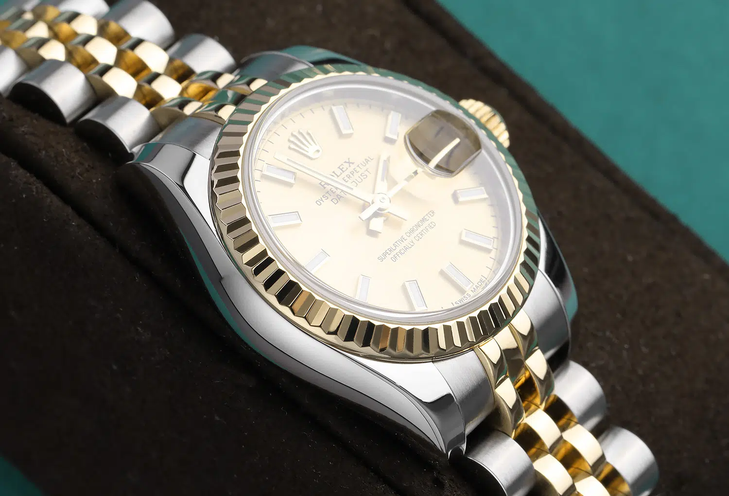 Rolex Lady-Datejust 179173 26mm Steel & Yellow Gold Watch Champagne Index Dial Jubilee – image 6