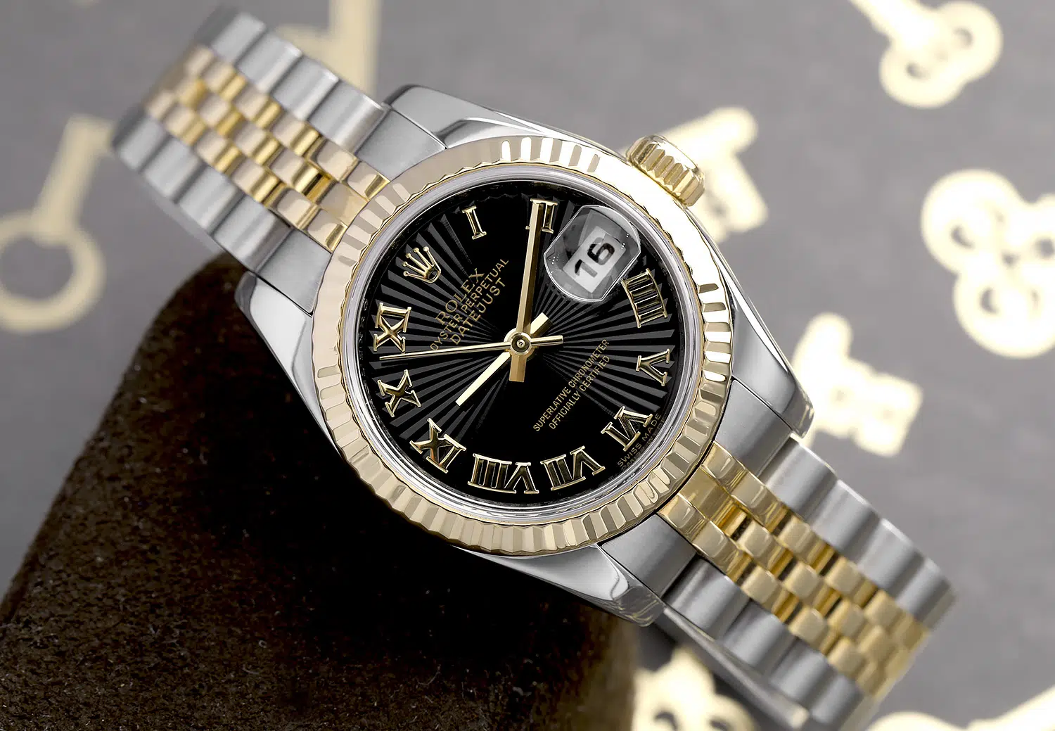 Rolex Lady-Datejust 179173 26mm Steel & Yellow Gold Watch Black Sundust Dial Jubilee Band – image 5