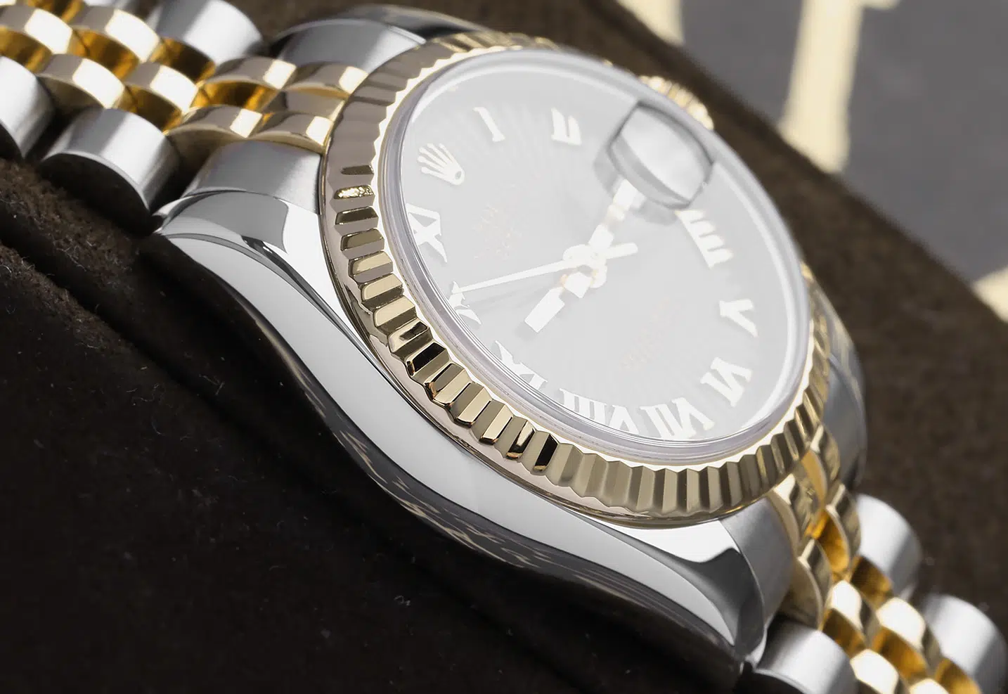 Rolex Lady-Datejust 179173 26mm Steel & Yellow Gold Watch Black Sundust Dial Jubilee Band – image 9