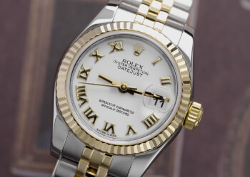 Rolex Lady-Datejust 179173 26mm Steel & Yellow Gold Watch White Roman Dial Jubilee Band – alternate view