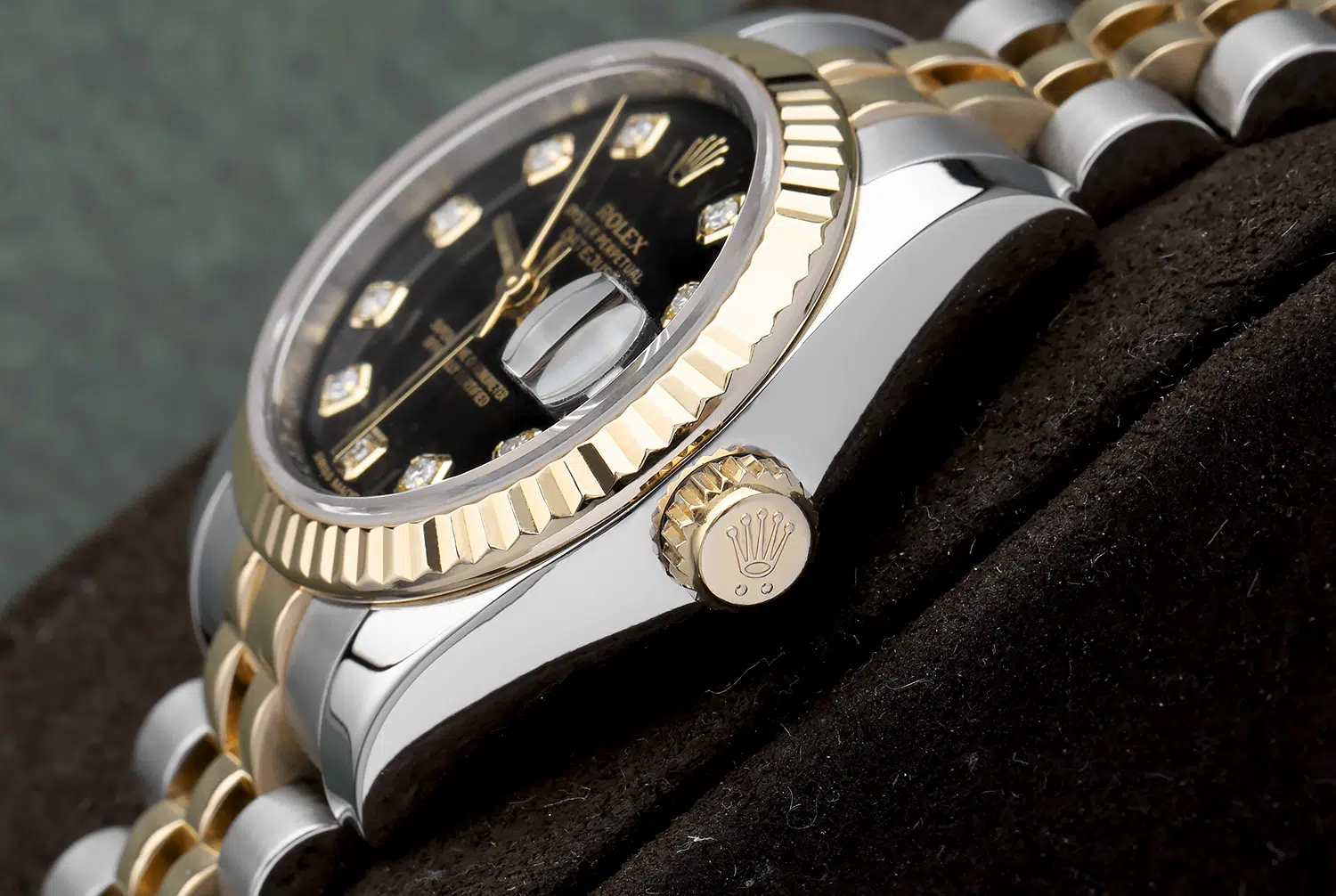 Rolex Lady-Datejust 179173 26mm Steel & Yellow Gold Watch Factory Black Diamond Dial Jubilee Band – image 6