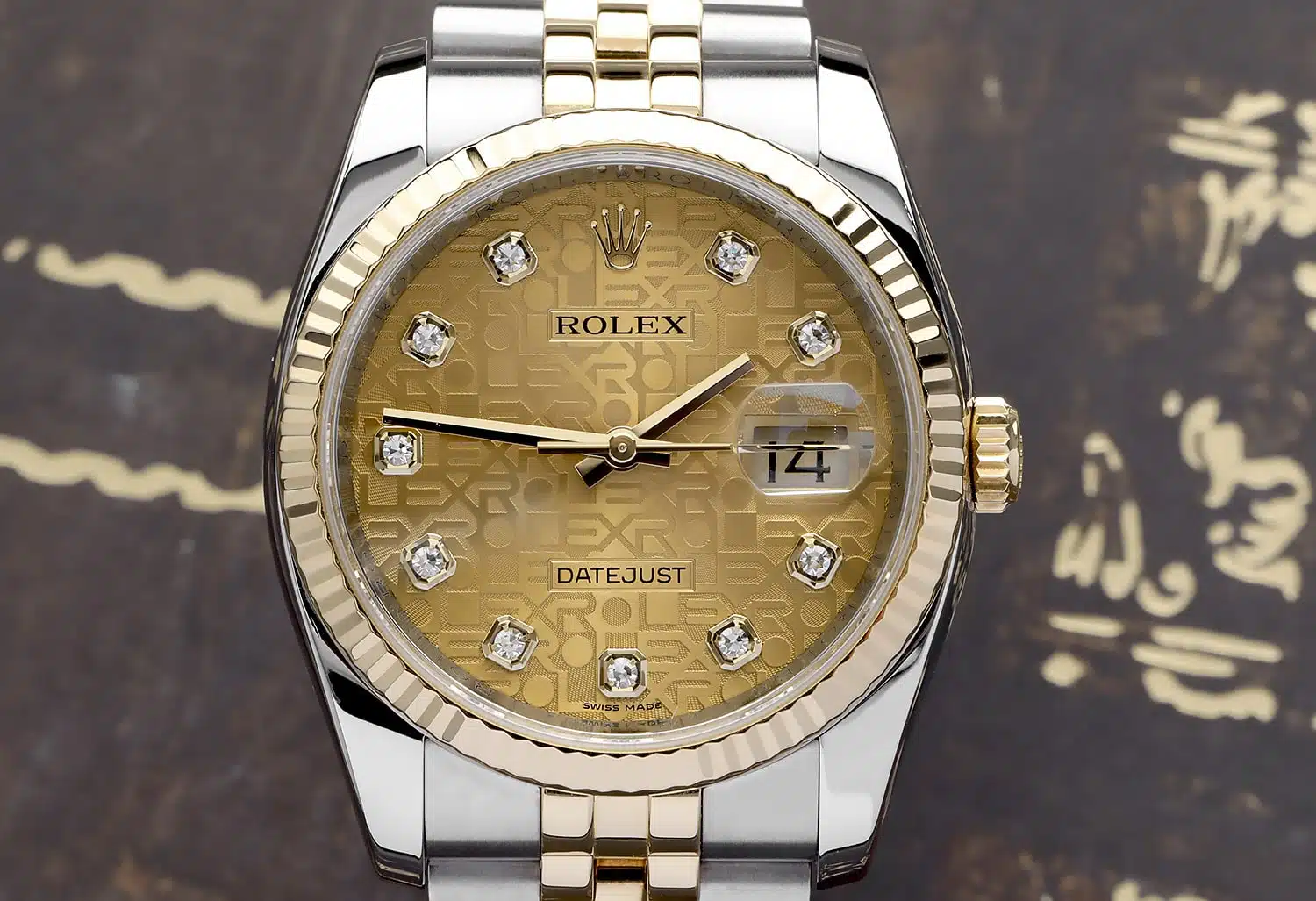 Rolex Datejust 36mm 116233-0155 Jubilee Stainless Steel & Yellow Gold Watch Champagne Jubilee Diamond Dial – image 5