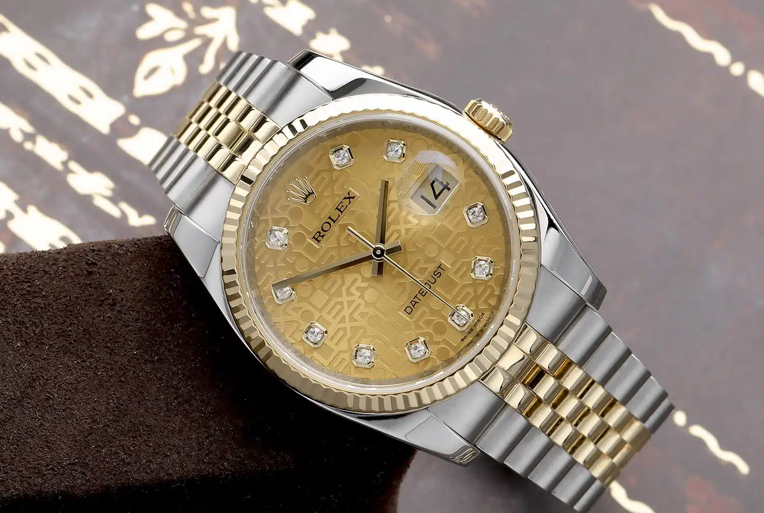 Rolex Datejust 36mm 116233-0155 Jubilee Stainless Steel & Yellow Gold Watch Champagne Jubilee Diamond Dial – image 3