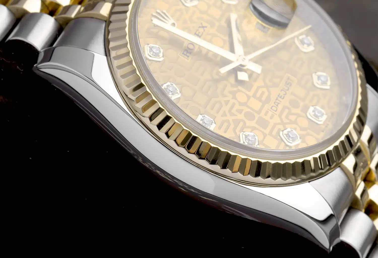 Rolex Datejust 36mm 116233-0155 Jubilee Stainless Steel & Yellow Gold Watch Champagne Jubilee Diamond Dial – image 6