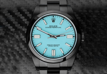 Rolex Oyster Perpetual Blue Color Dial Black PVD/DLC Coated Stainless Steel Watch 114300 – alternate view