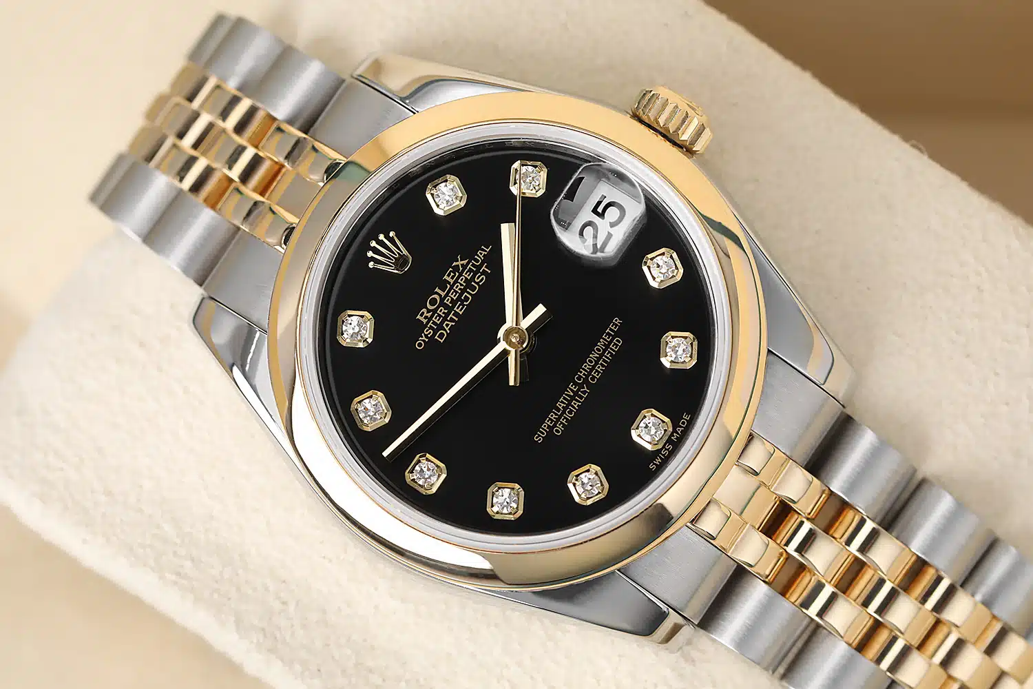 Rolex Datejust 178243 31mm Steel & Yellow Gold Watch Black Diamond Dial Jubilee Band – image 3