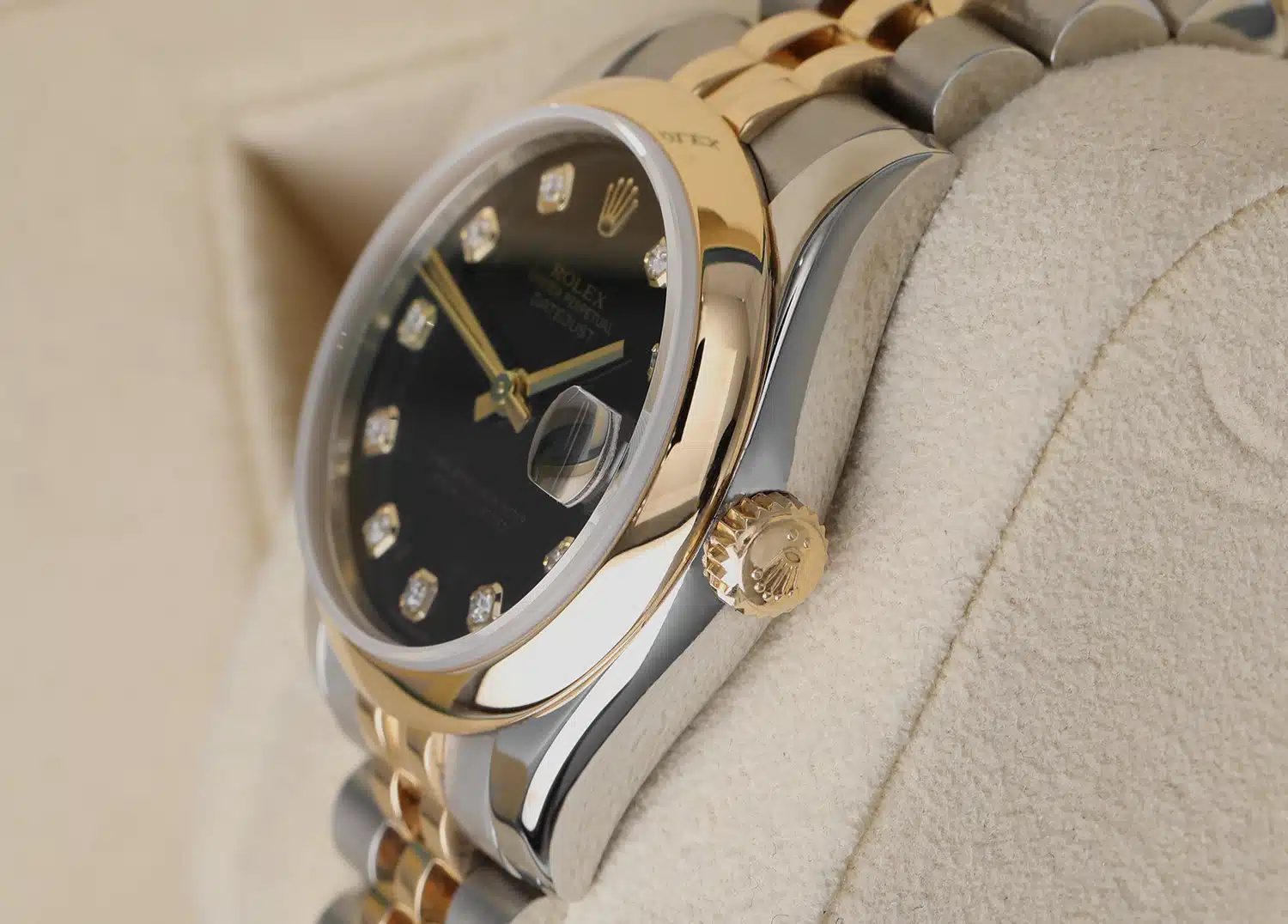 Rolex Datejust 178243 31mm Steel & Yellow Gold Watch Black Diamond Dial Jubilee Band – image 5