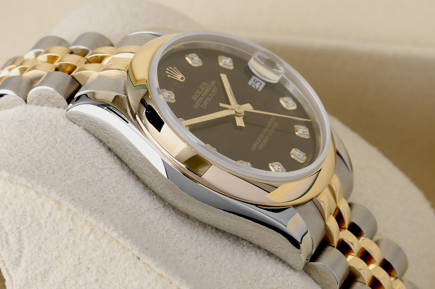 Rolex Datejust 31mm Steel & Yellow Gold Watch Black Diamond Dial Jubilee Band 178243
