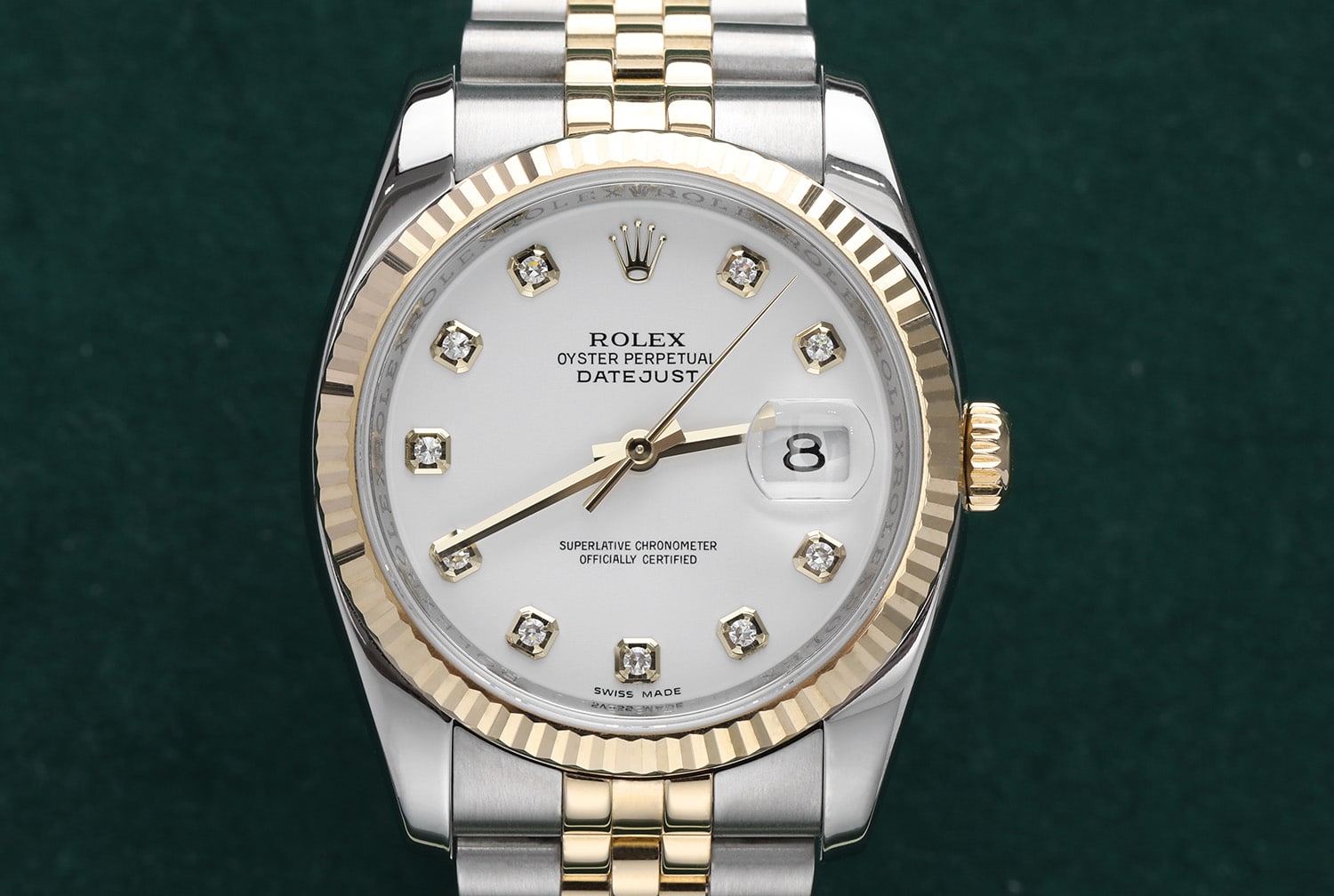 Rolex Datejust 36mm Jubilee 116233-0154 Stainless Steel & Yellow Gold Watch White Diamond Dial