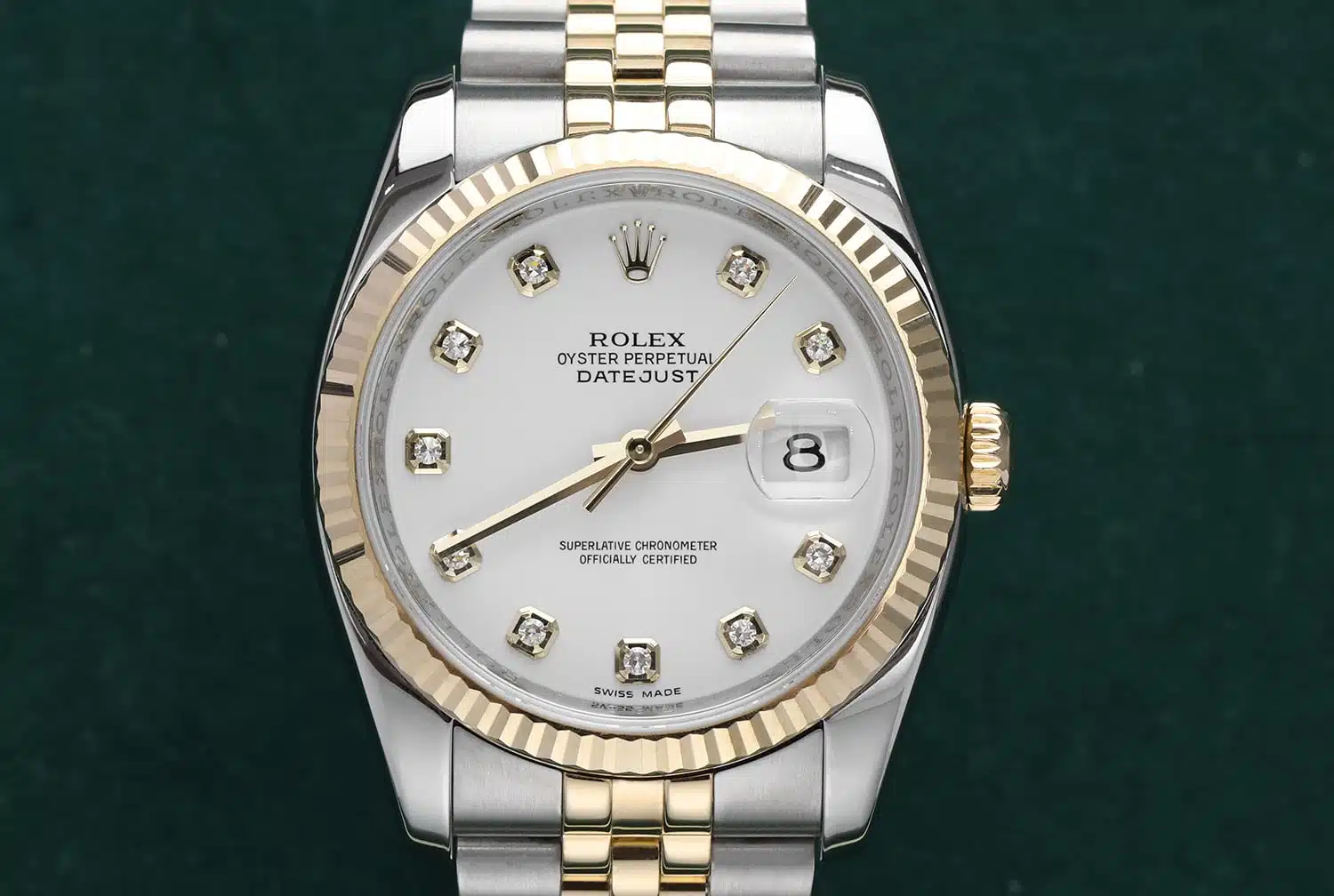 Rolex Datejust 36mm Jubilee 116233-0154 Stainless Steel & Yellow Gold Watch White Diamond Dial – image 3