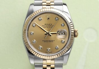 Rolex Datejust 36mm Jubilee 116233 Stainless Steel & Yellow Gold Watch Champagne Diamond Dial