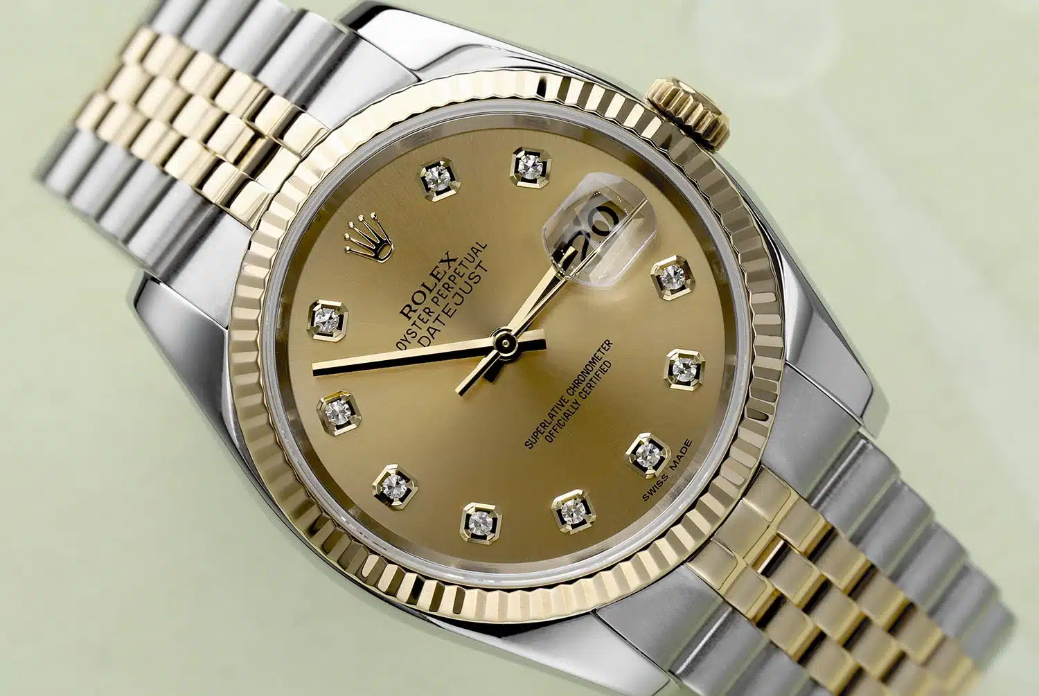 Rolex Datejust 36mm Jubilee 116233-0150 Stainless Steel & Yellow Gold Watch Champagne Diamond Dial – image 3