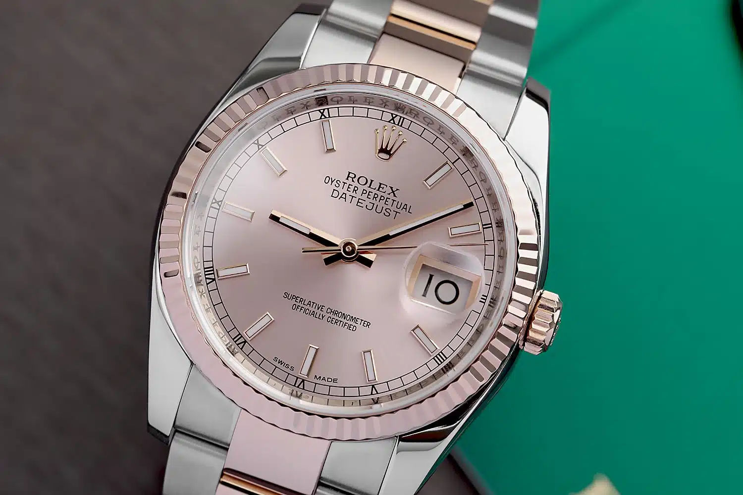 Rolex Datejust 116231-0096 Steel and Rose Gold 36mm Watch Pink Index Dial Oyster Band – image 4