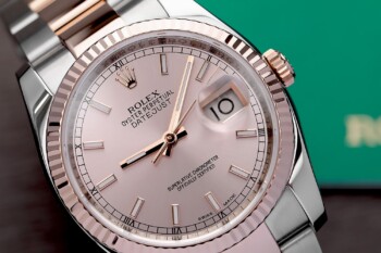 Rolex Datejust 116231 Steel and Rose Gold 36mm Watch Pink Index Dial Oyster Band