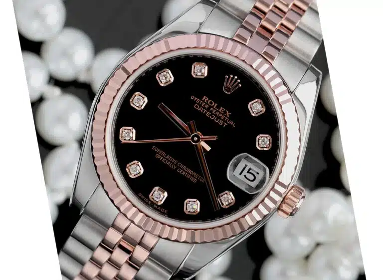 Rolex Datejust 31mm Stainless Steel & Rose Gold Watch Factory Black Diamond Dial 178271 – image 3