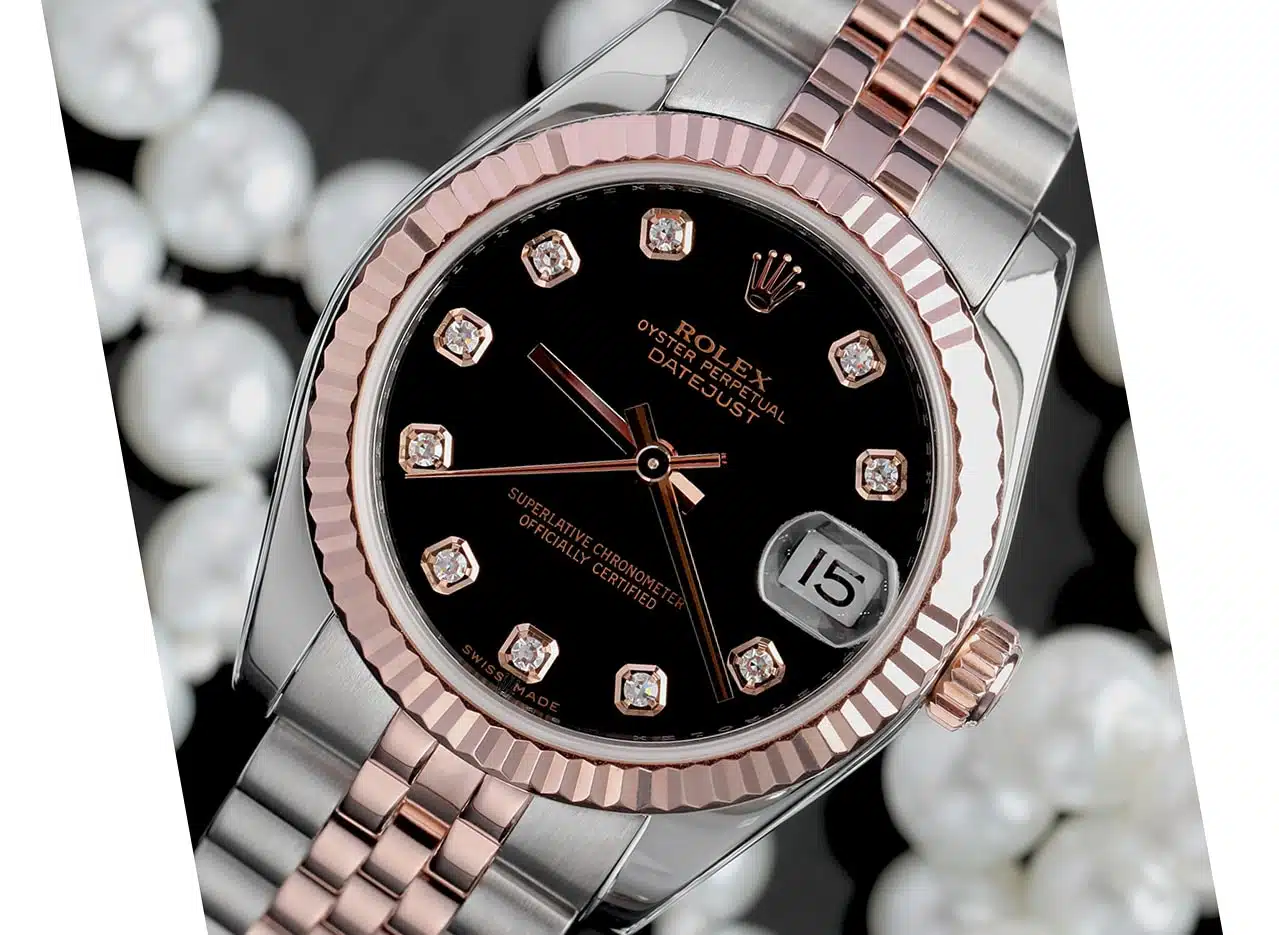 Rolex Datejust 31mm Stainless Steel & Rose Gold Watch Factory Black Diamond Dial 178271 – image 3