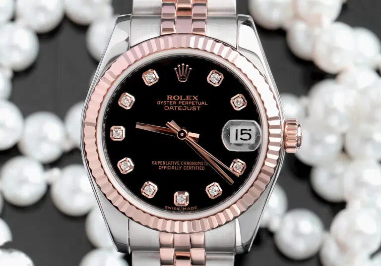 Rolex Datejust 31mm Stainless Steel & Rose Gold Watch Factory Black Diamond Dial 178271