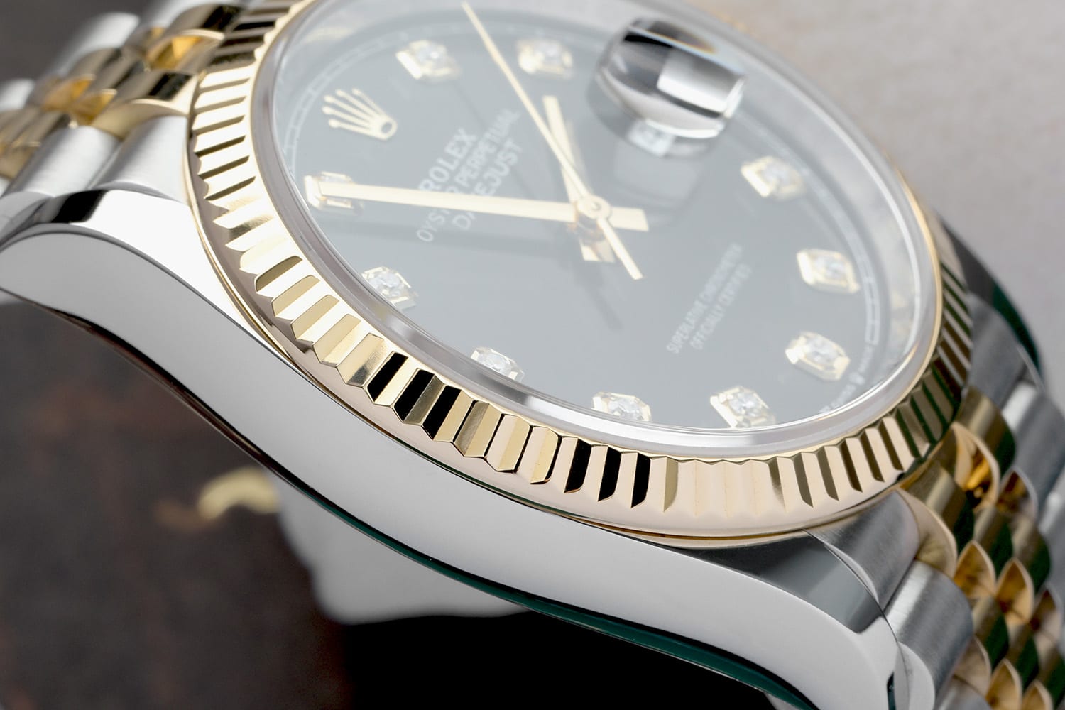 Rolex Datejust 36mm 126233 Stainless Steel & Yellow Gold Watch Jubilee Band Black Diamond Dial MINT