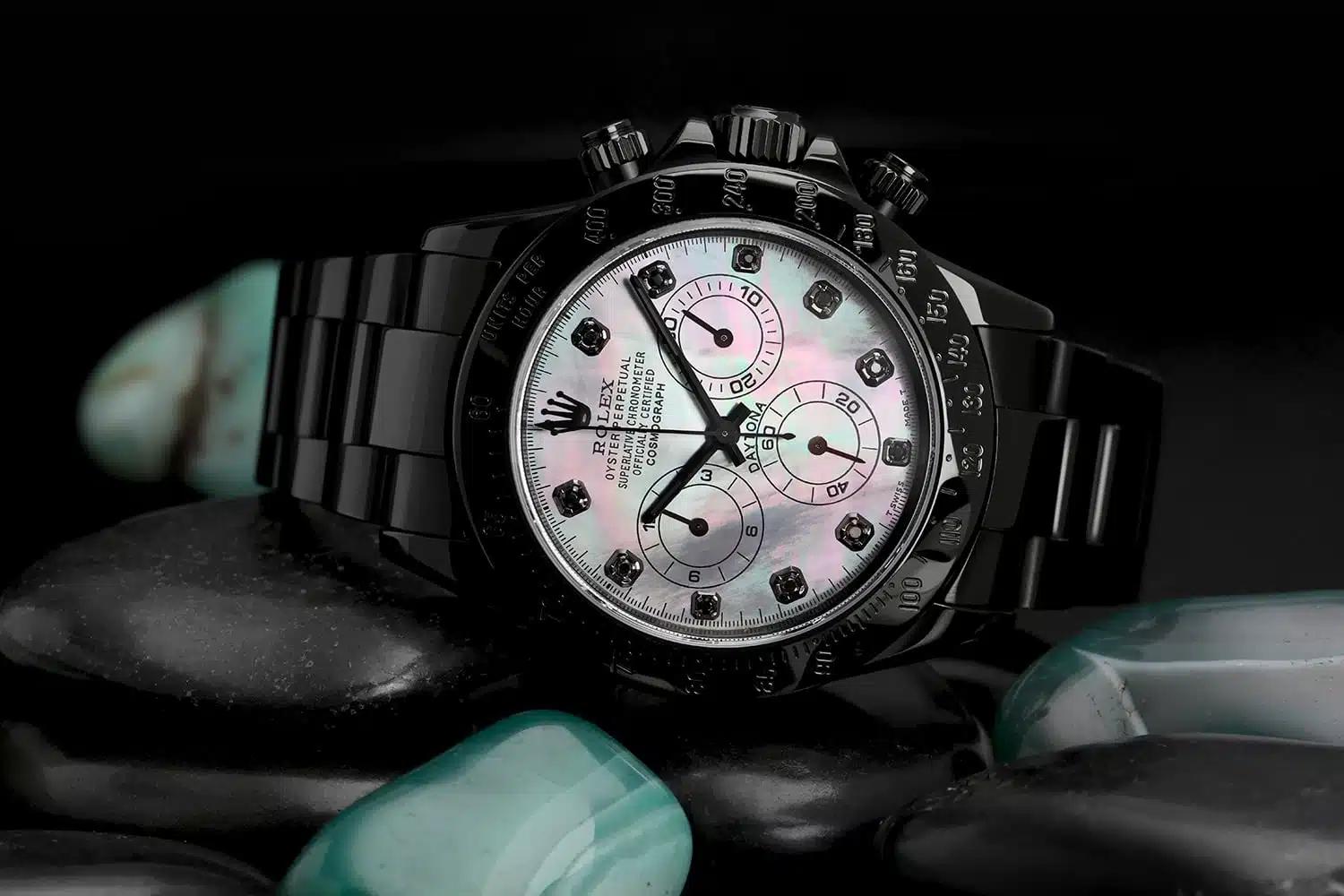 Rolex Daytona Black MOP Diamond Dial Black PVD/DLC Coated Watch 116523 – image 3