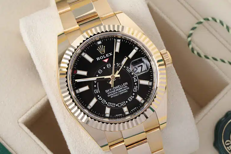Rolex Sky-Dweller 326938-0004 yellow gold watch, dial detail