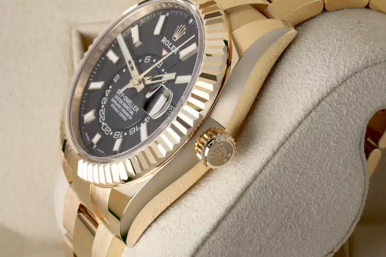 Rolex Sky-Dweller 42mm Oyster 326938-0004 Yellow Gold Watch Black Index Dial Never Worn – image 5