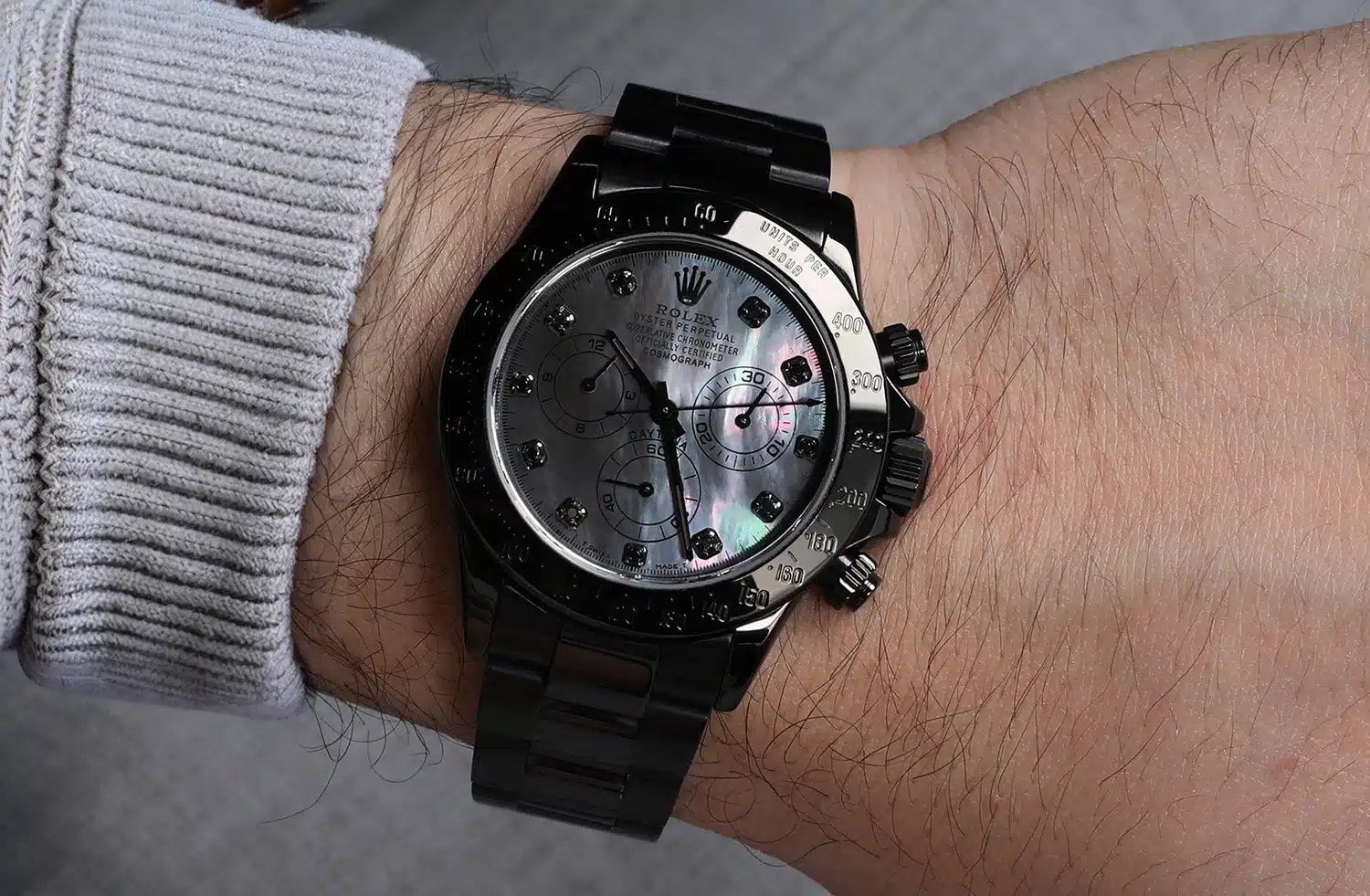 Rolex Daytona Black MOP Diamond Dial Black PVD/DLC Coated Watch 116523 – image 9
