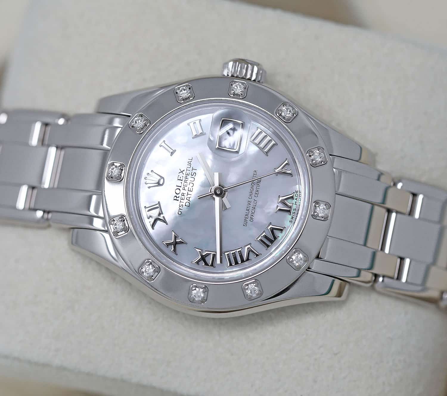 Rolex Lady-Datejust Pearlmaster 80319 White Gold Watch White Mother of Pearl Dial