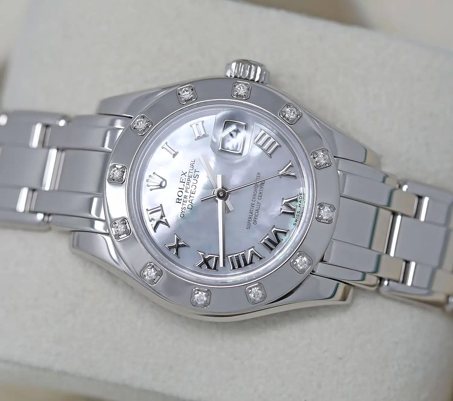 Rolex Lady-Datejust Pearlmaster 80319 White Gold Watch White Mother of Pearl Dial