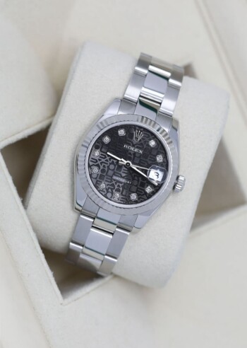 Rolex 31mm Lady-Datejust 178274 Black Rolex Logo Anniversary Diamond Dial Stainless Steel Watch – alternate view